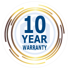 10-year warranty icon, circular design, PNG sticker